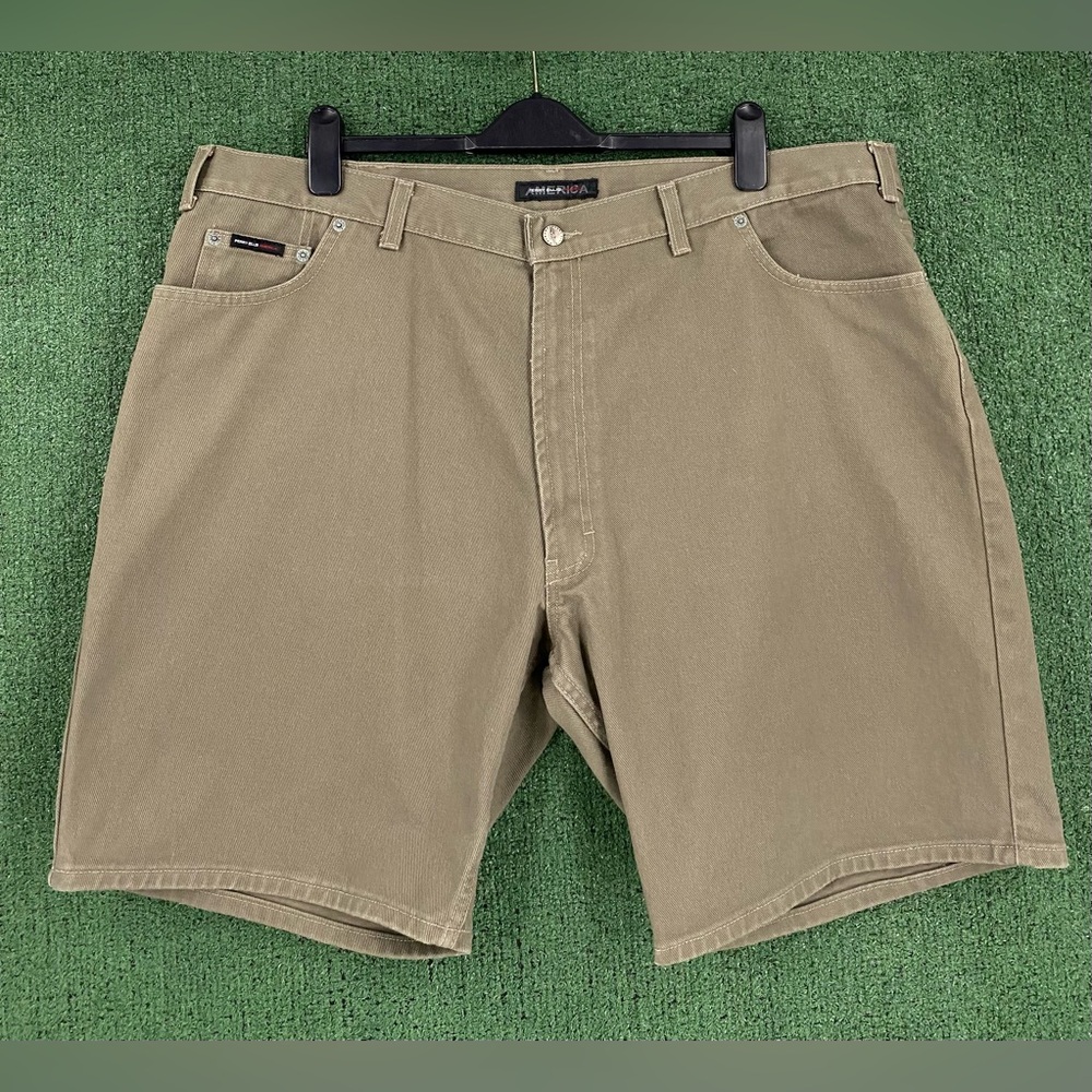 Vintage 90’s Perry Ellis Olive Green Denim Jean Shorts Jorts Mens Size 43